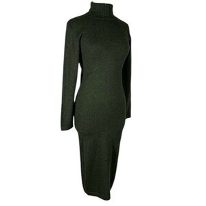 Peruvian Fashion SAC Hand Made 100% Alpaca Turtleneck Midi Dress Size Large
